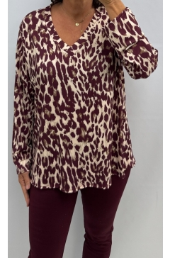 Shirt van DIKKERE stof Joyce panter burgundy
