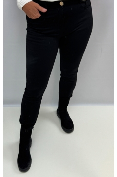 Miss Bon broek met ritssluiting en stretch zwart (68070)