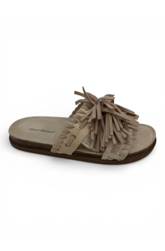 Slipper van suedine en flosjes beige (5288)