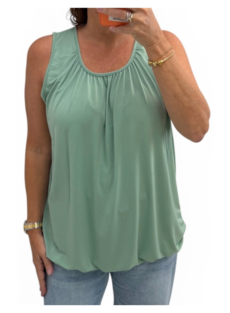 Basic ballon top in TRAVELSTOF uni jade groen BBT