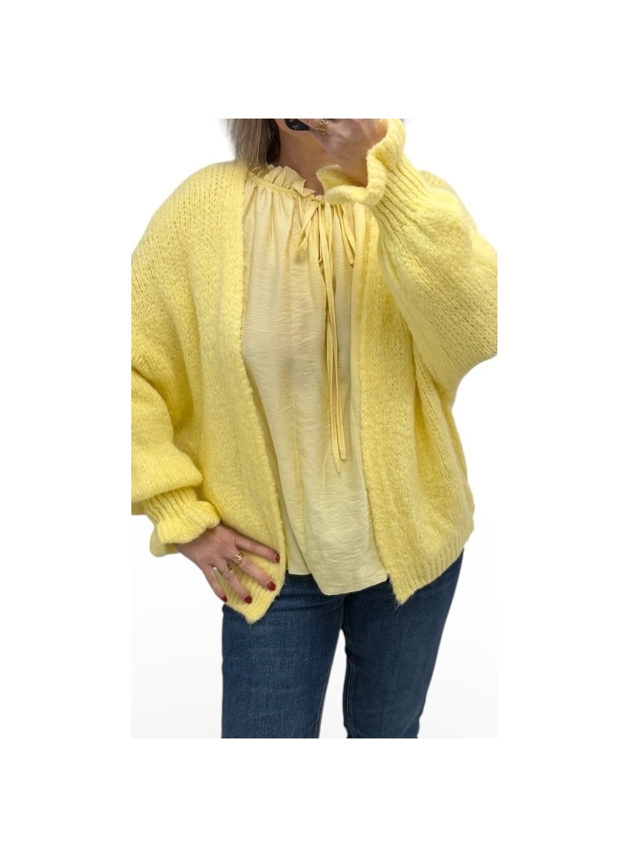 Zacht vest met ruches aan de mouw Kourtney geel
