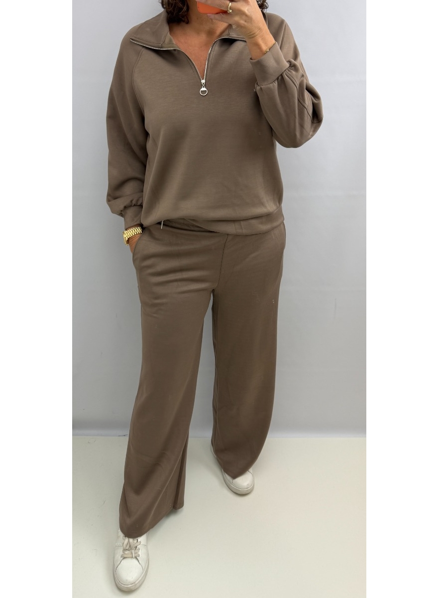 2-delig set met sweater en rits Violet taupe SALE 