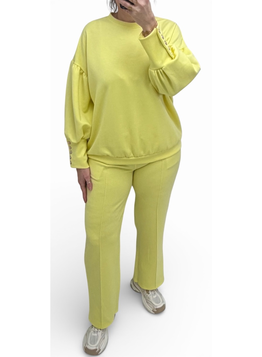 2-delig set met 5 knopen op de mouw Inge geel