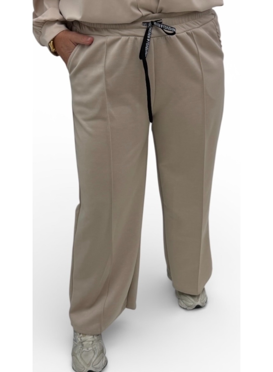 Broek met koord love forever taupe swd