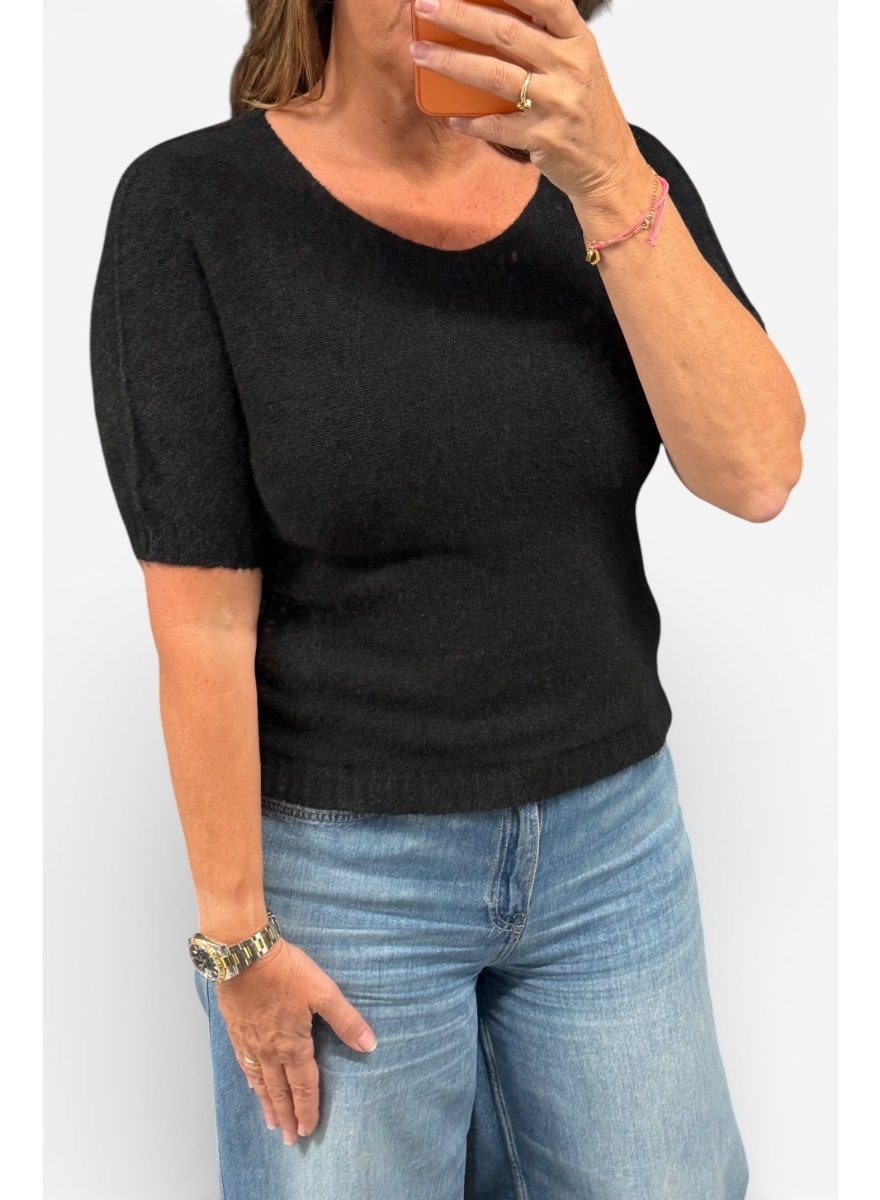 Zachte trui met ronde hals Alpaca zwart