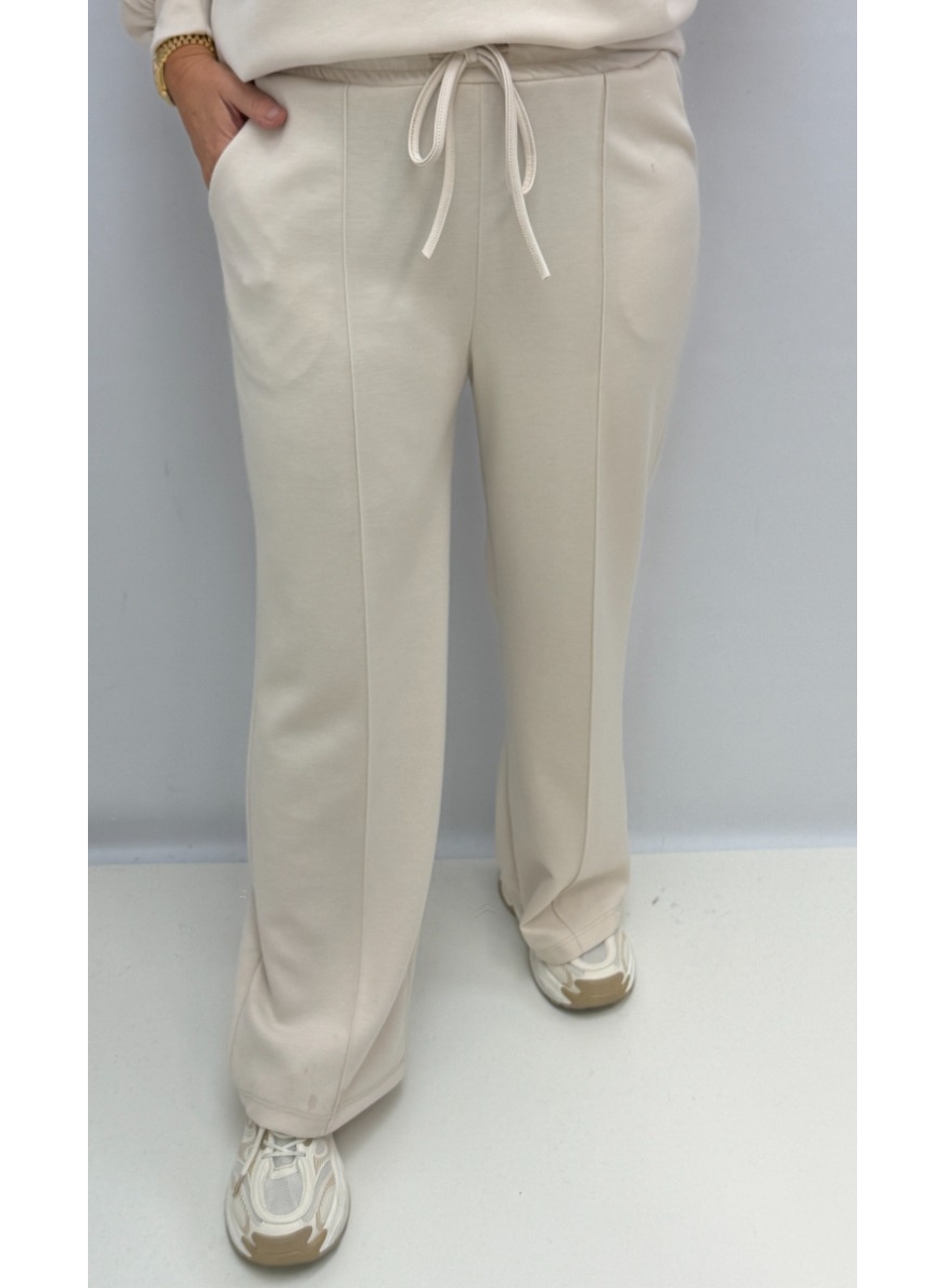 Broek met koord en naad Romie beige