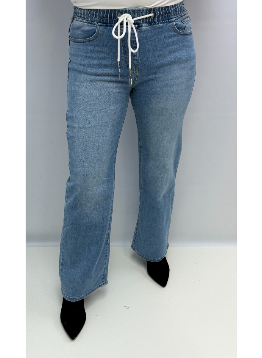Miss R.J. wide leg jeans met elastische taille en koord (RH54)