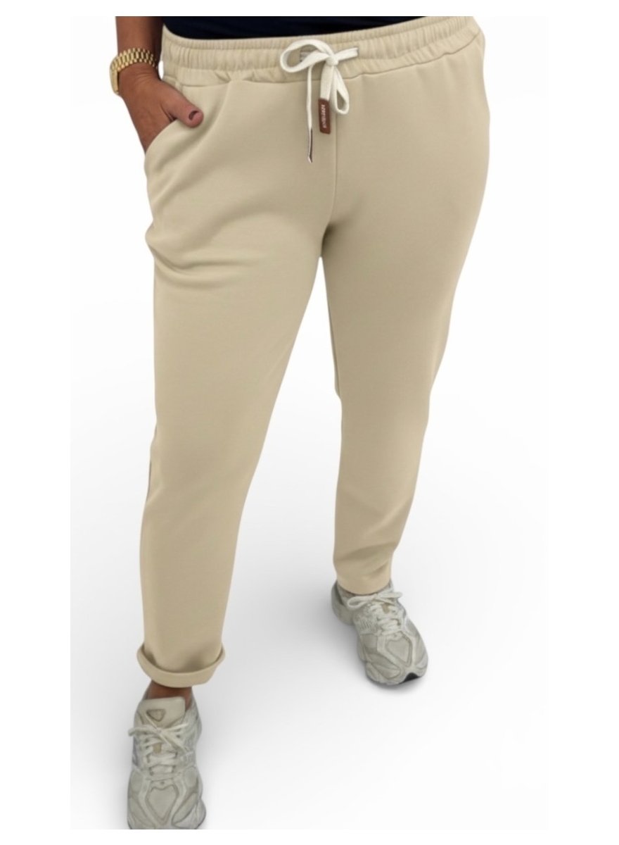 GROTERE Broek met koord in de taille Kate beige