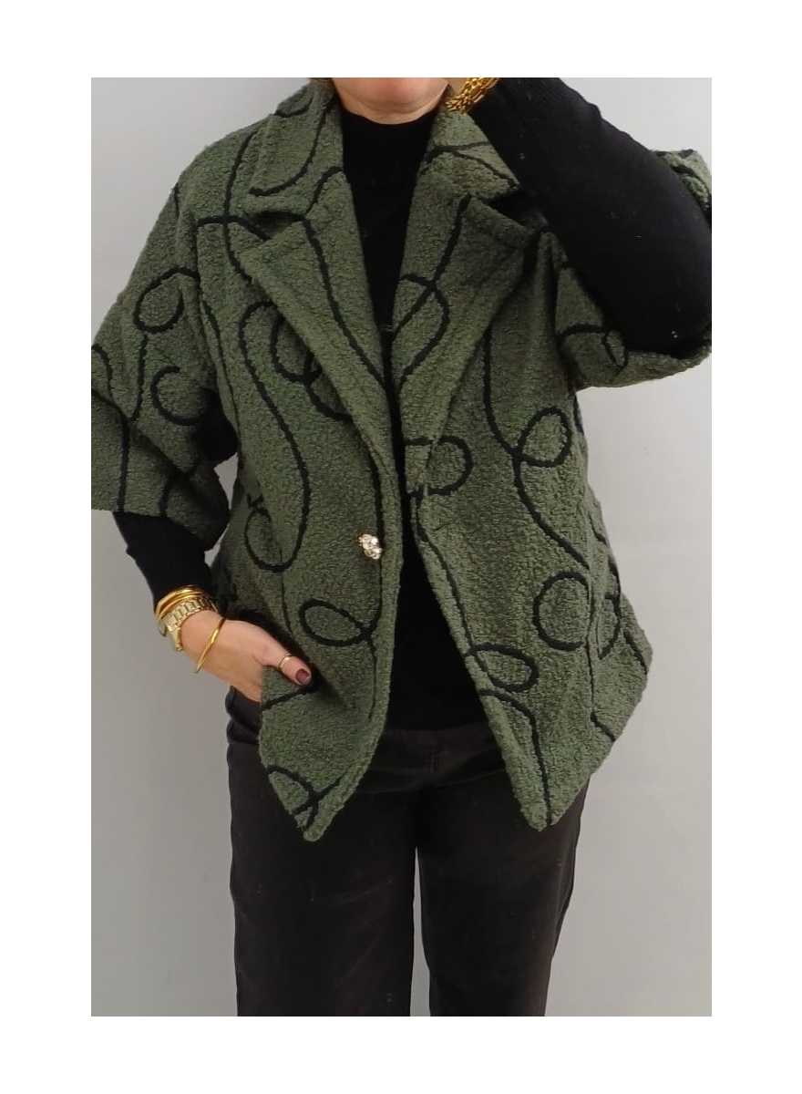 Jasje/vest met kraag en knoop Poppy SLINGER oud groen SALE