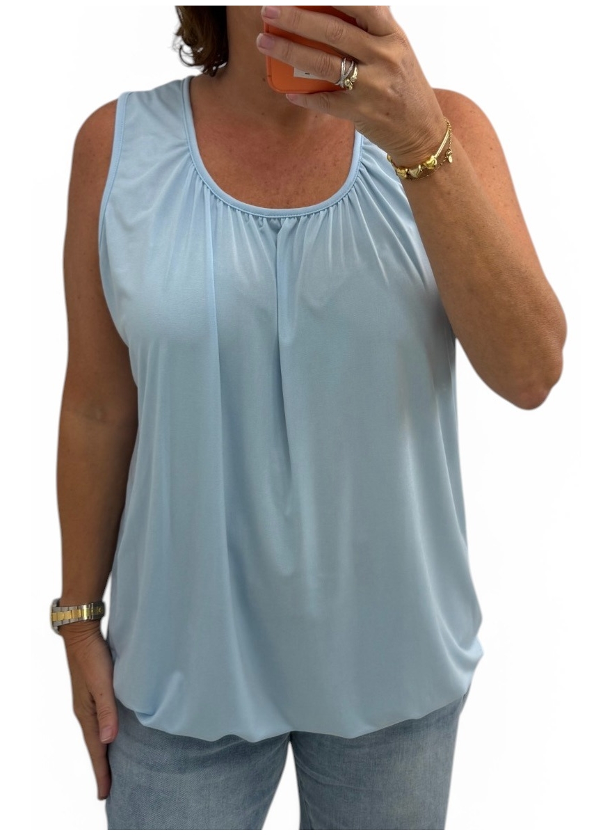 Basic ballon top in TRAVELSTOF uni licht blauw BBT