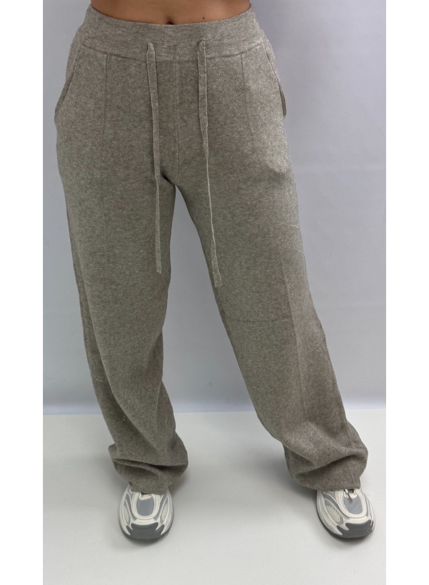 Zachte broek met koord taupe (J152) SALE