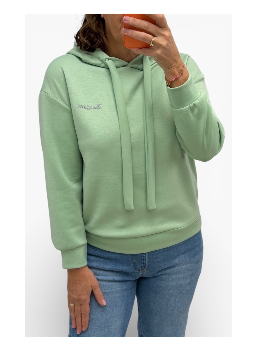 Sweater met capuchon strass Bonjour groen