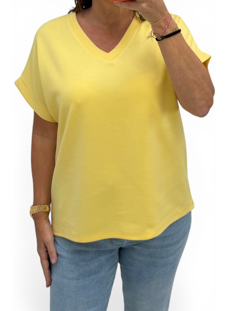 Basic soft shirt V-HALS geel