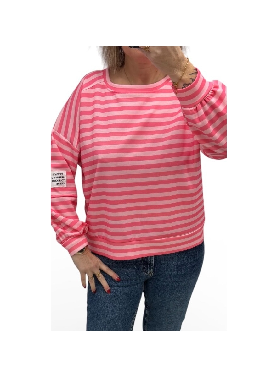 Gestreepte sweater met label Gacy roze