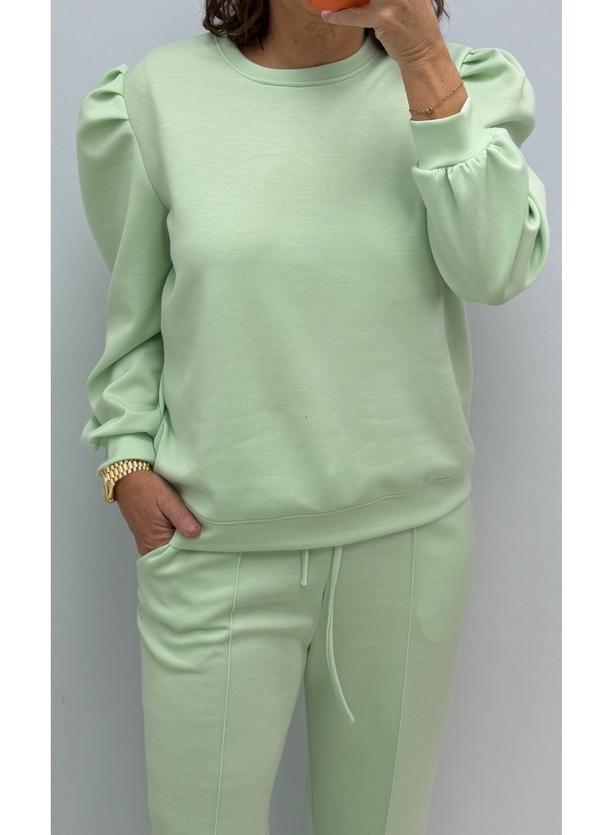 Sweater met pofmouw Michelle lichtgroen