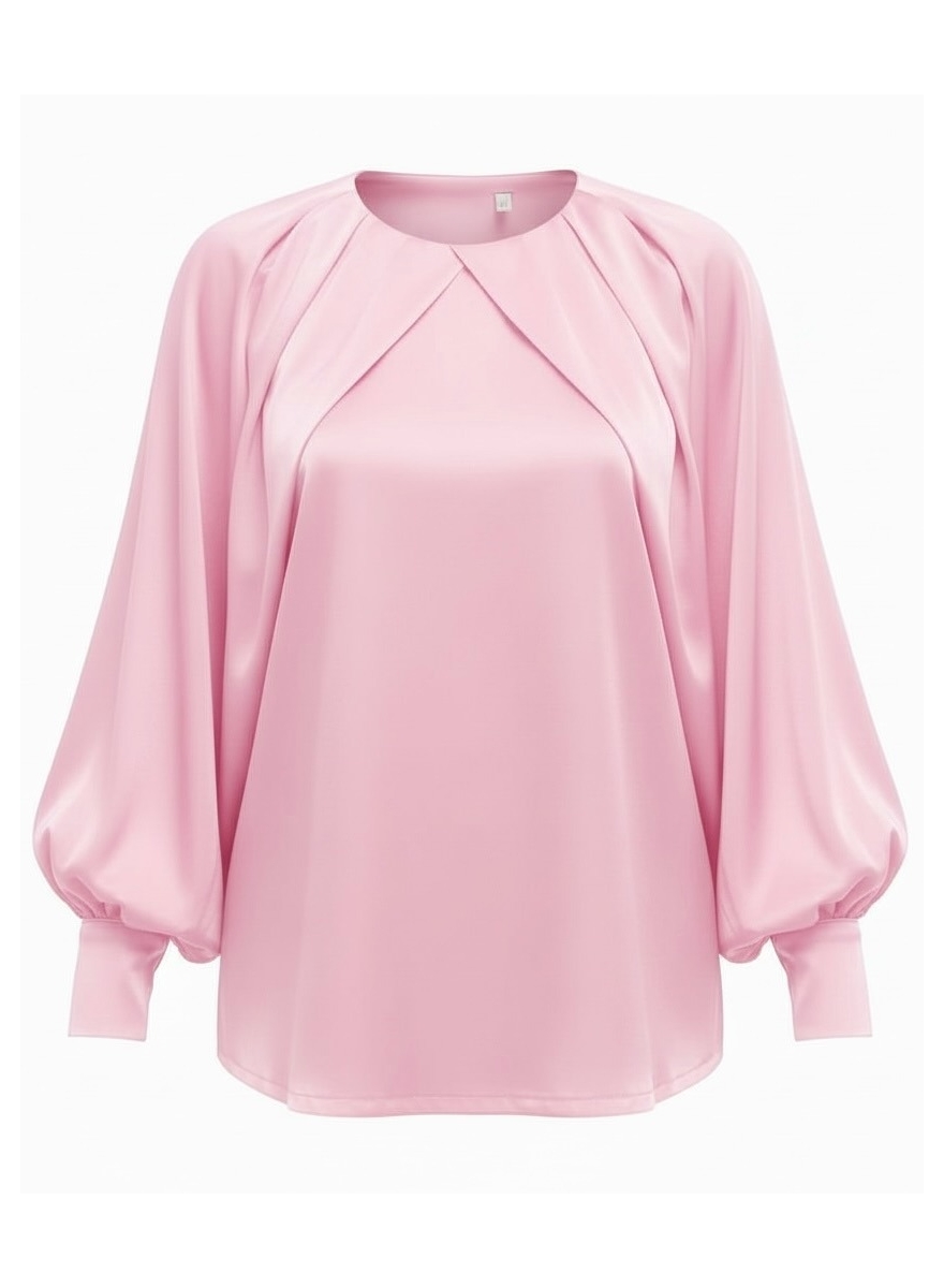 Satijn-look blouse met plooien Presley licht roze