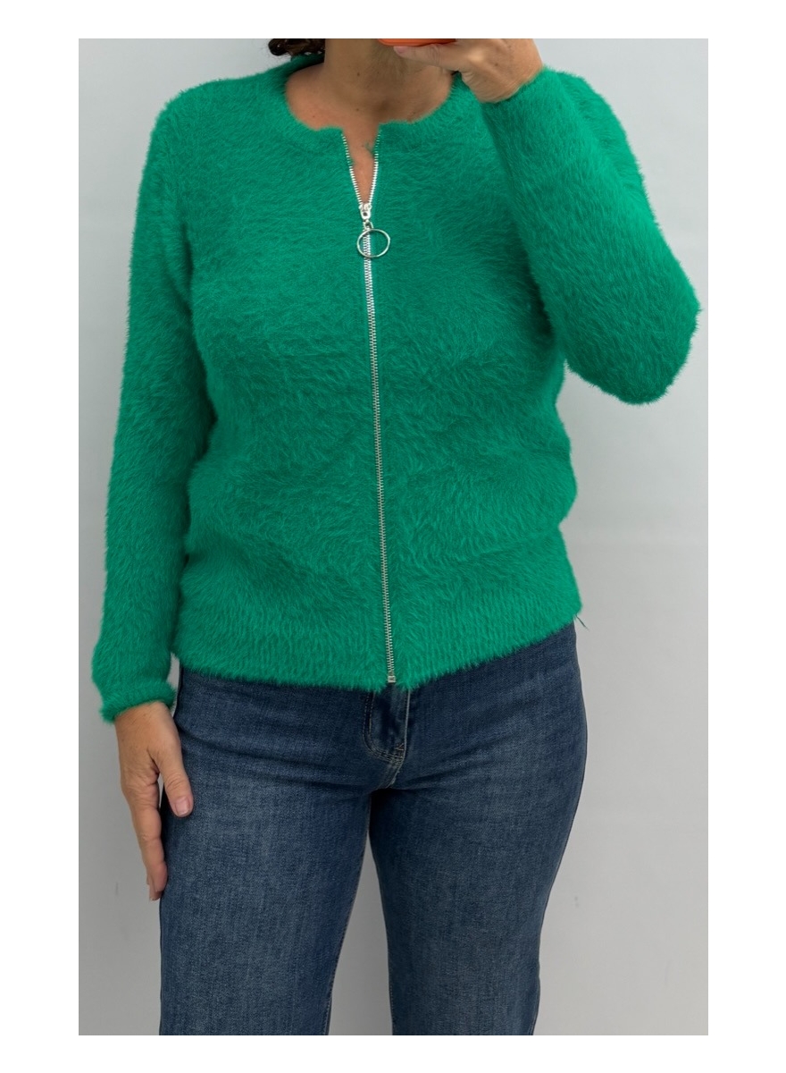 Vest met ronde hals fuzzy helder groen (M5)