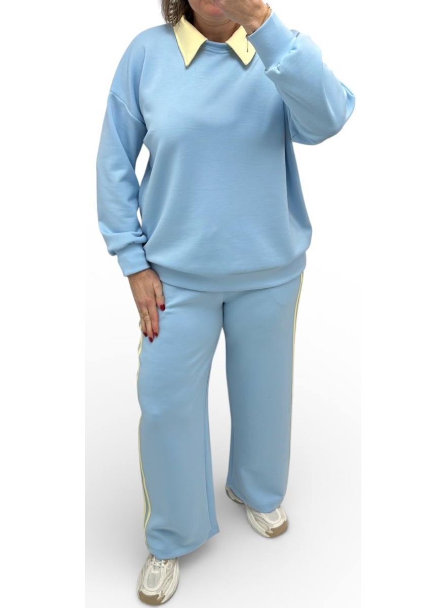 2-delig set met kraag en biesje Claire blauw COS SALE