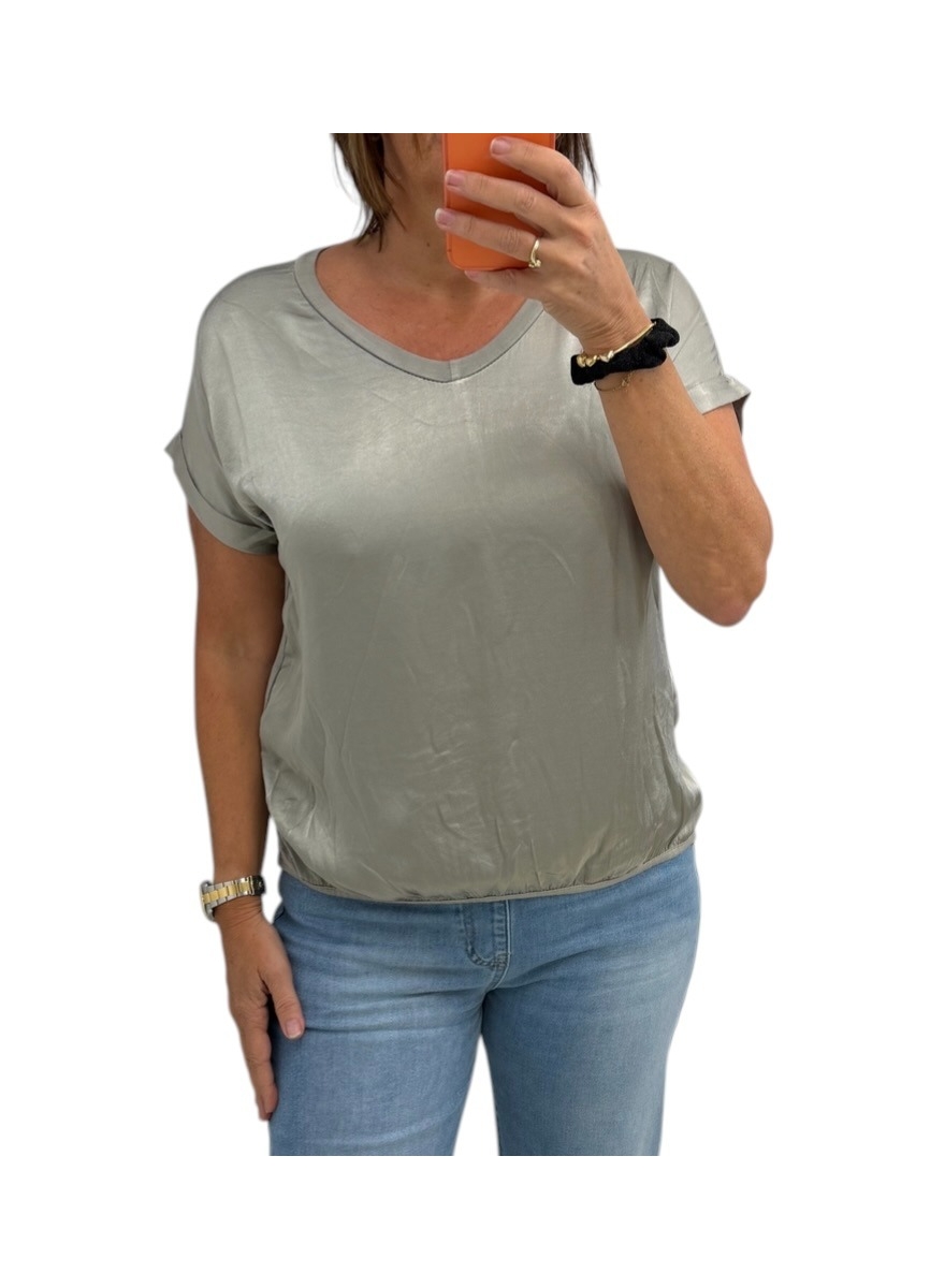 Shirt met satijn-look voorzijde Livia grijs