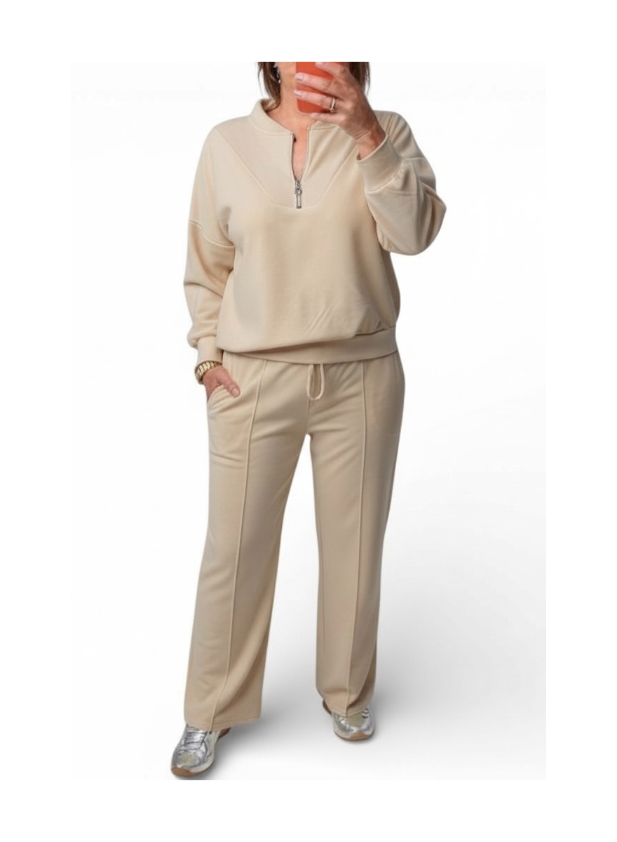 2-delig set met sweater en rits Viola beige