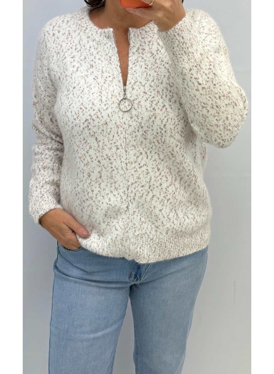 Vest met spikkels/graphic motief bruin/brick (K2561)