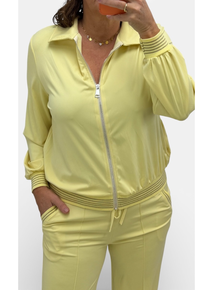 Travelstof vest met glitter bies Kimberly geel (TVB)