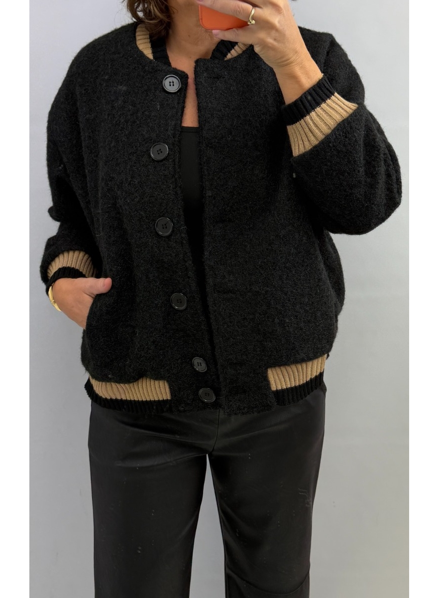 Fuzzy bomber jack met knopen Celine zwart SALE 