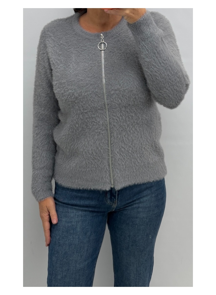 Vest met ronde hals fuzzy grijs (M5)