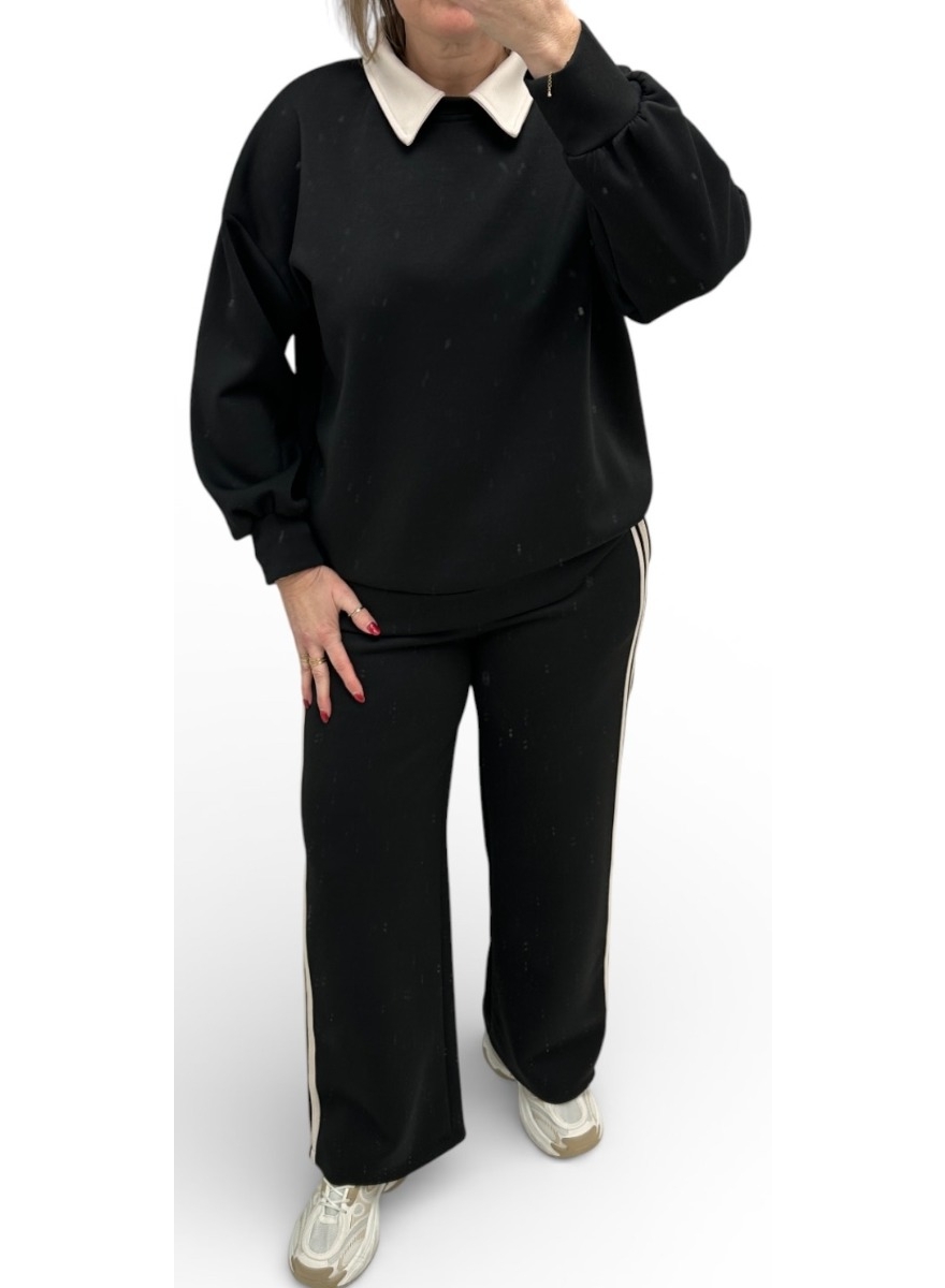 2-delig set met kraag en biesje Claire zwart.COS SALE