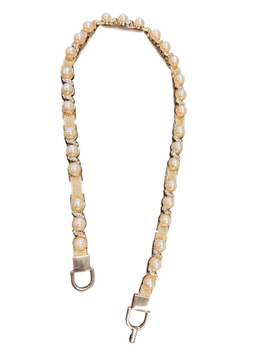 Ceintuur met parels en veel stretch beige (PD-4005)