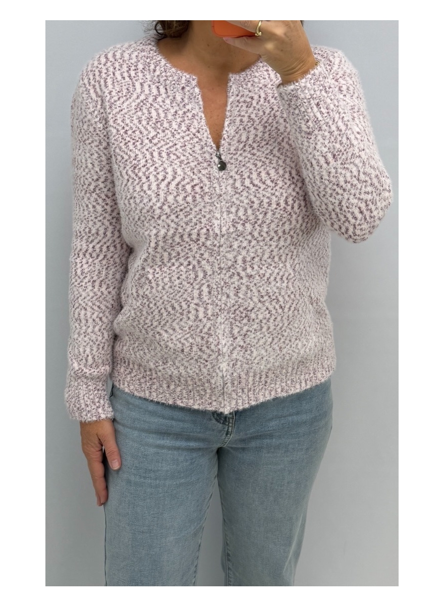 Vest met spikkeltjes en ritssluiting bordeaux (Q373)