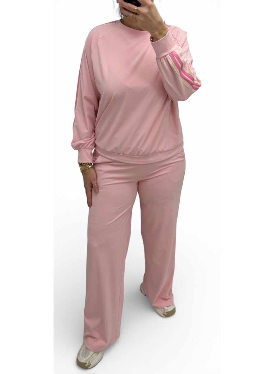 2-delig travelstof pak met bies Kimmie licht roze (TVB)