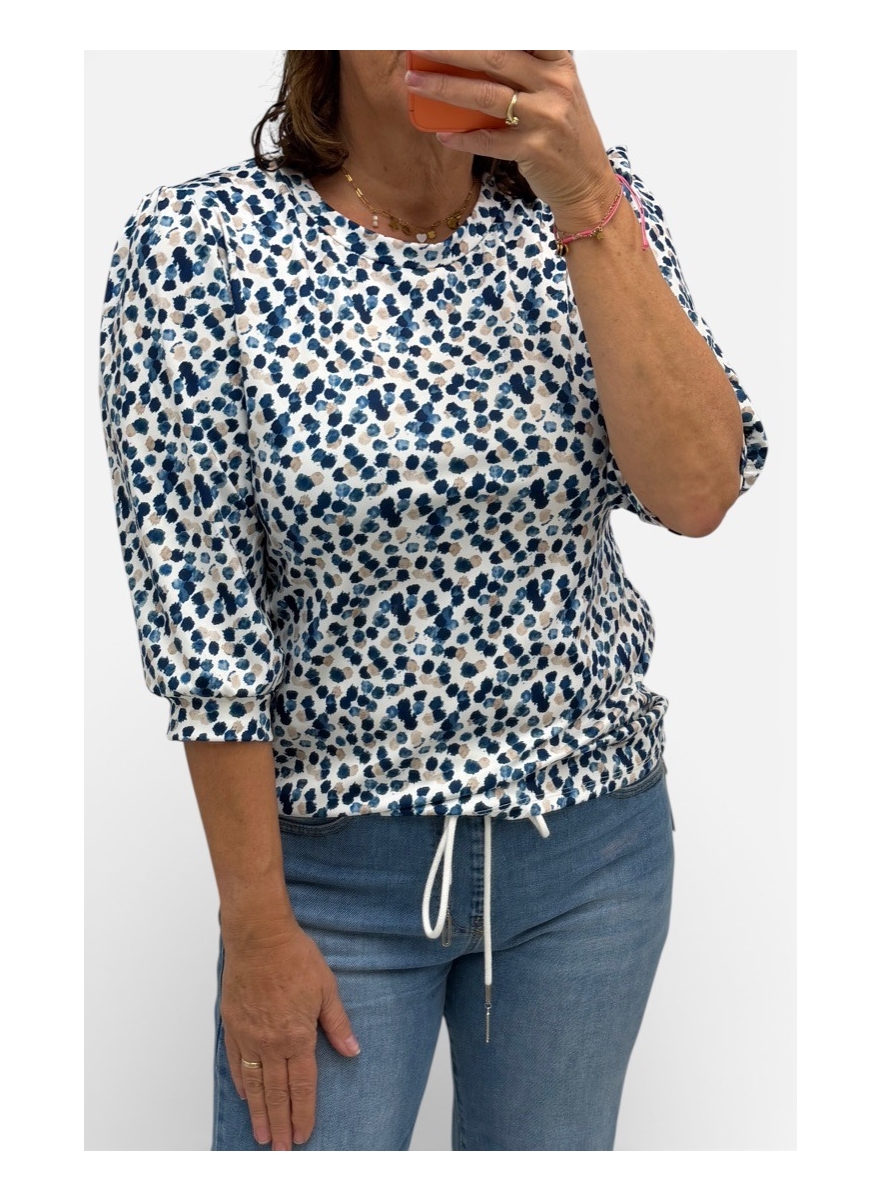 Blouse met ronde hals confetti donker blauw (TVB)