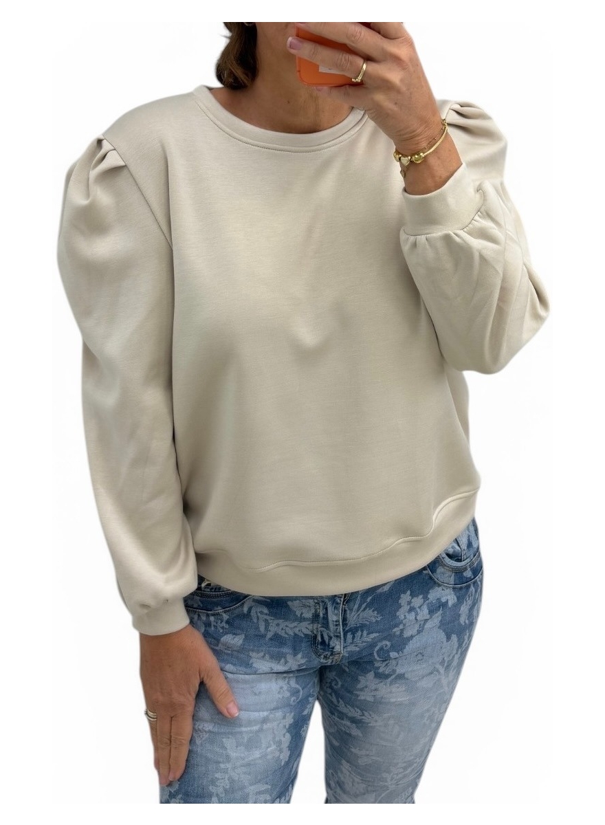 Sweater met pofmouw Michelle licht beige (SALE)
