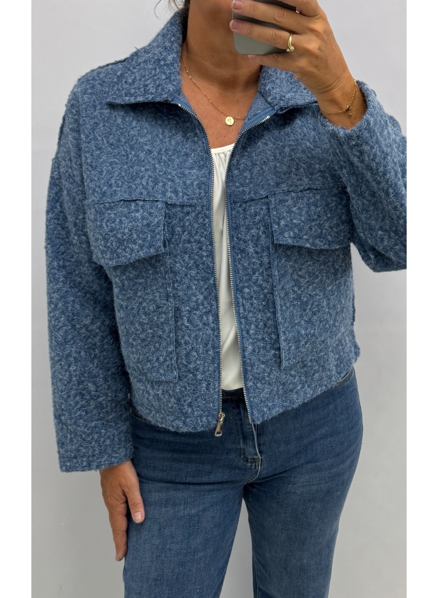 Jas/vest met kraag en en zakjes Vilke jeans blauw SALE