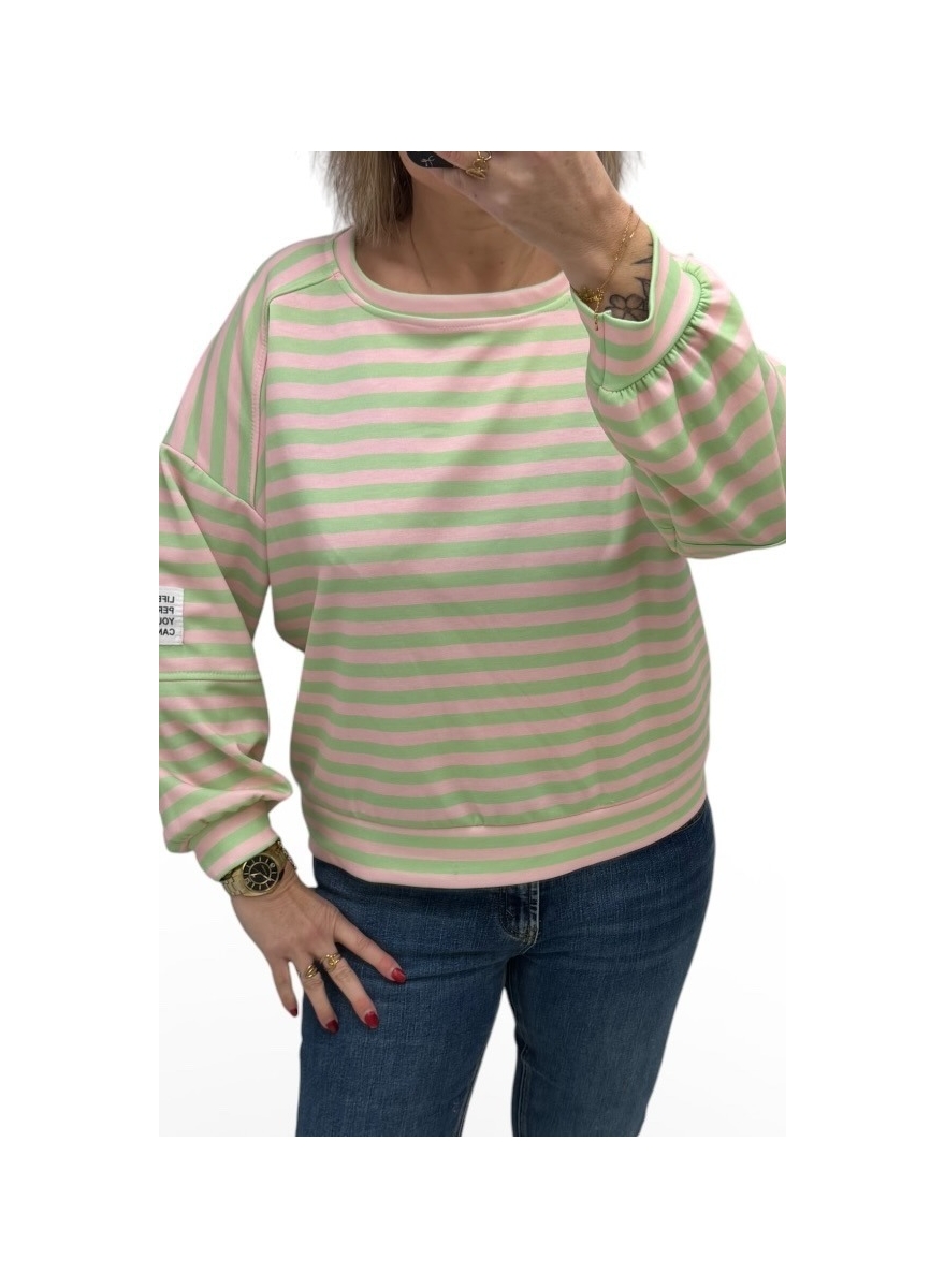 Gestreepte sweater met label Gacy groen