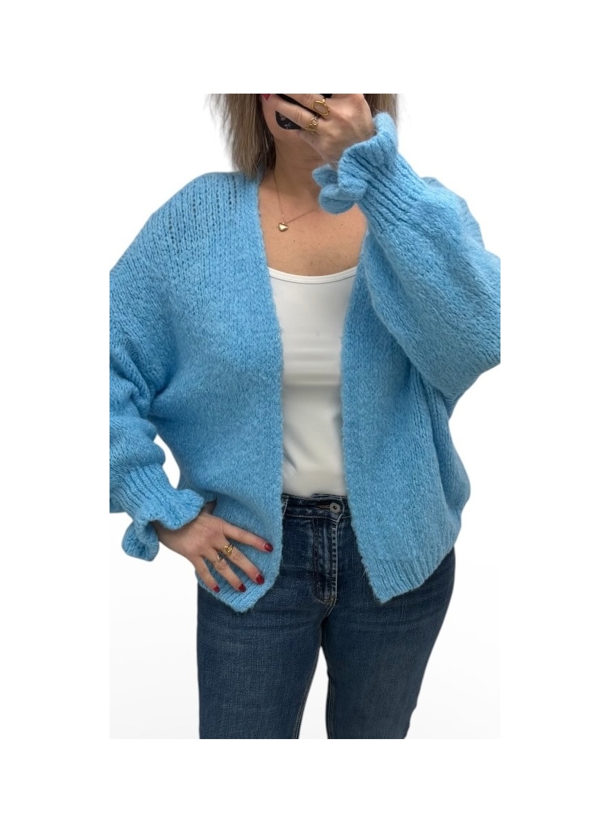 Zacht vest met ruches aan de mouw Kourtney blauw