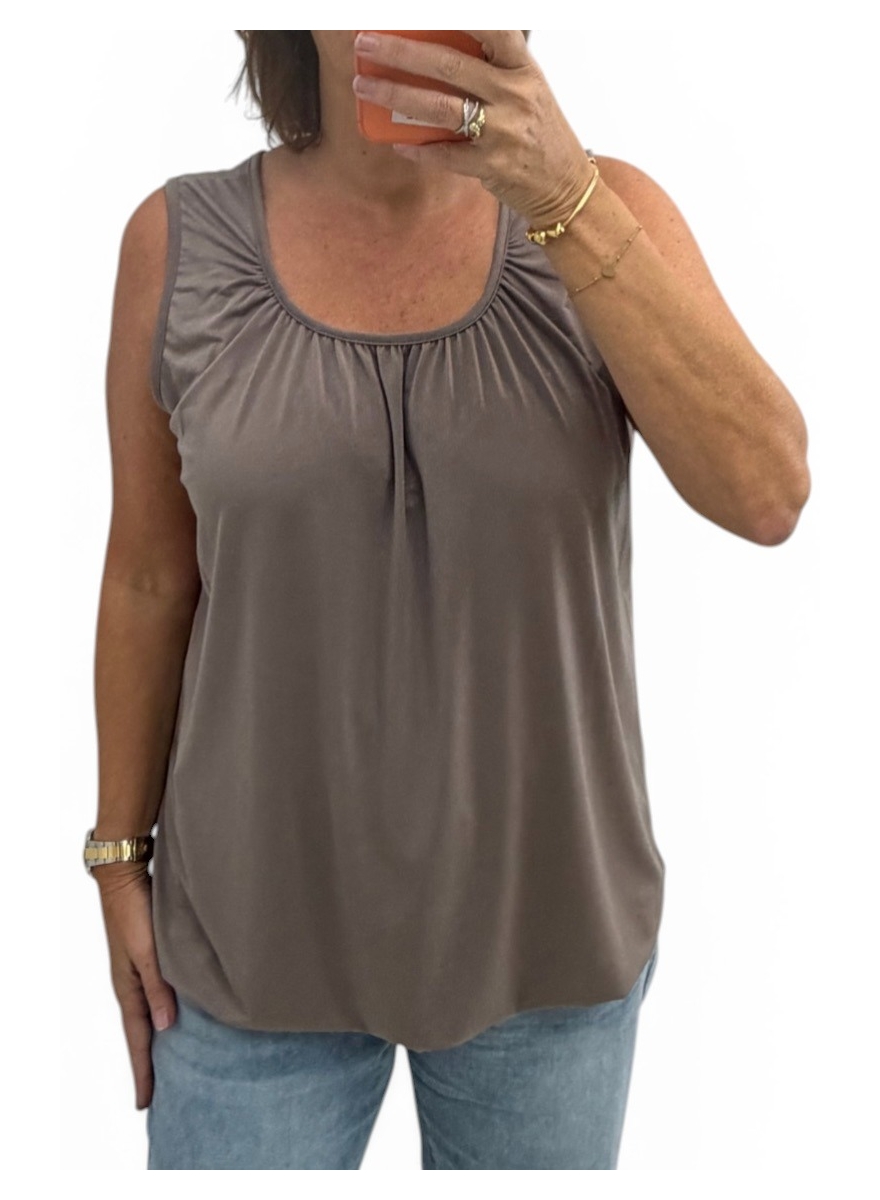 Basic ballon top in TRAVELSTOF uni taupe BBT