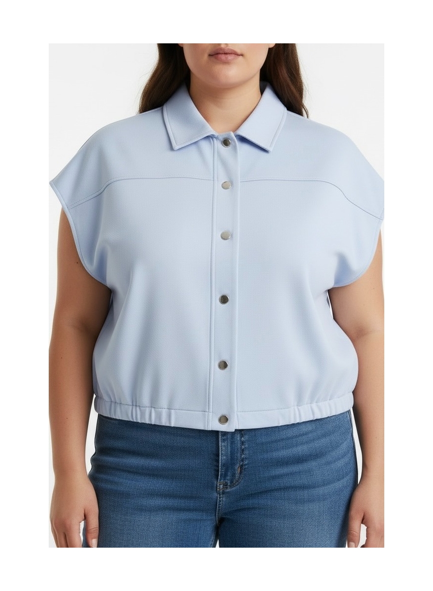 Gilet met kapmouw en drukknopen Bonnie licht blauw