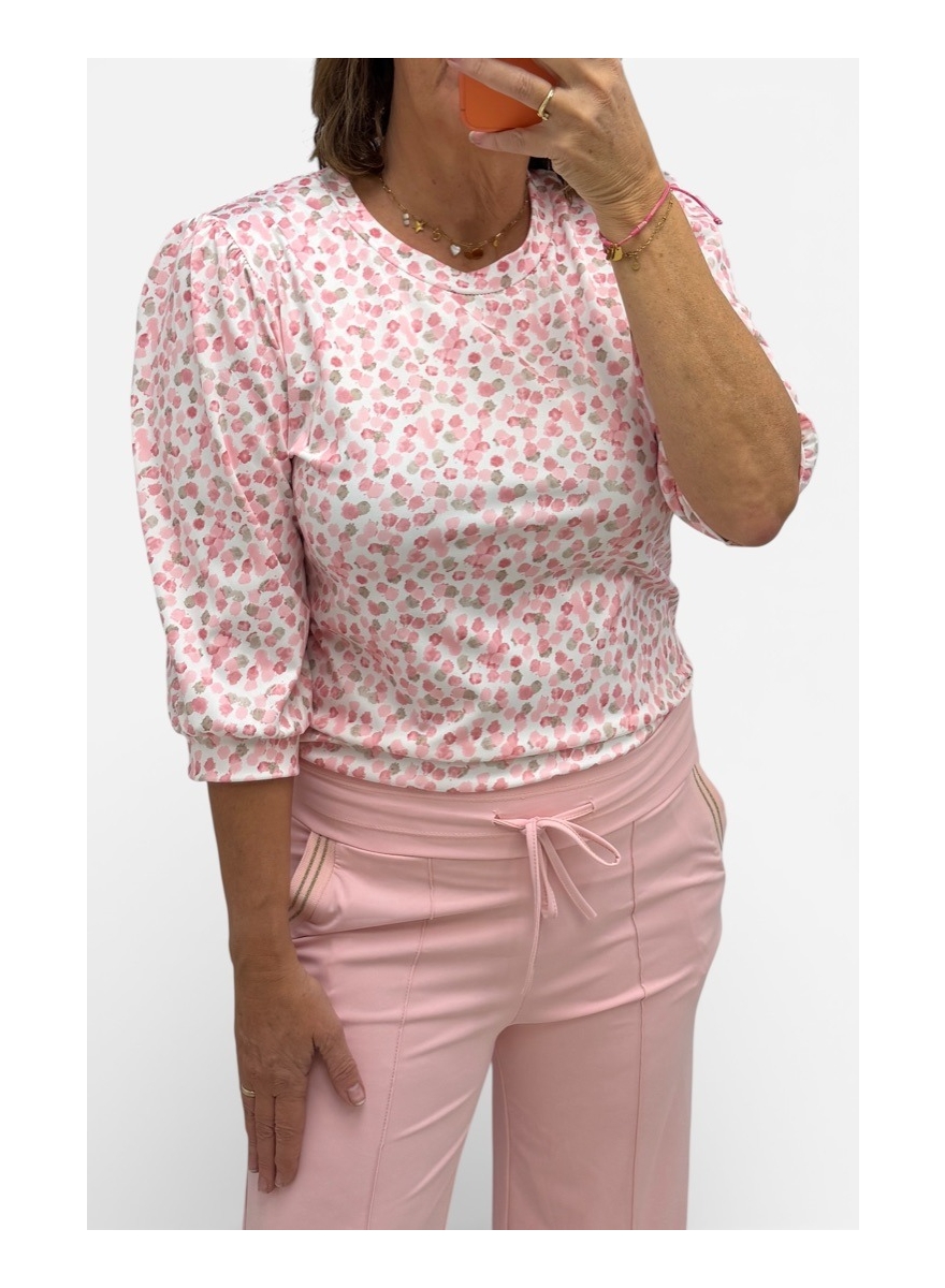Blouse met ronde hals confetti roze (TVB)