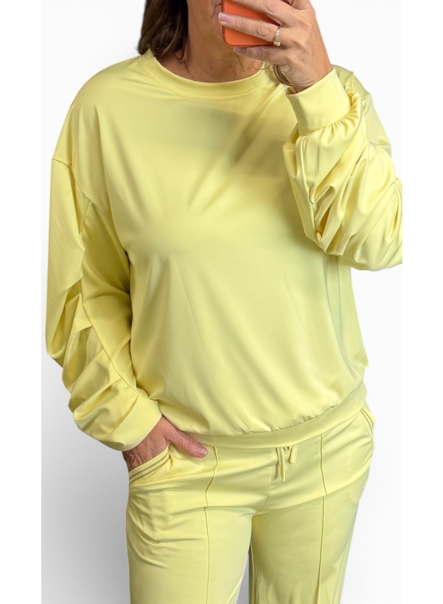 Travelstof blouse met geplooide mouw Puk geel (TVB)