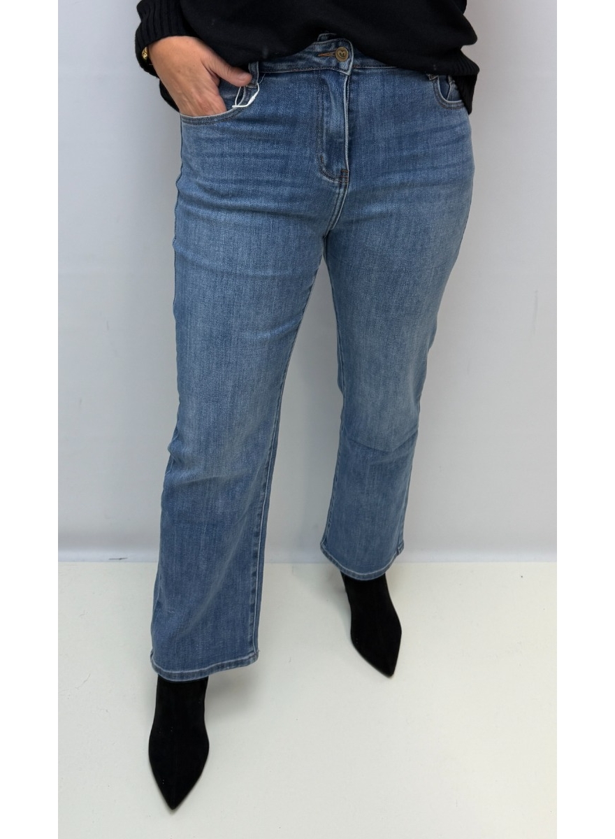 Mila jeans regular fit met rits en knoop sluiting (TG3017-1/2)