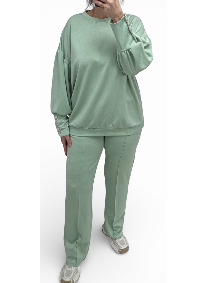 2-delig set met 5 knopen op de mouw Inge jade groen