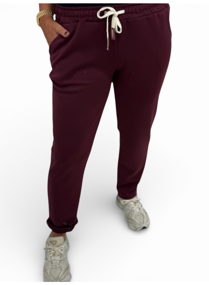 Broek met koord in de taille Kate wijnrood (SWD)