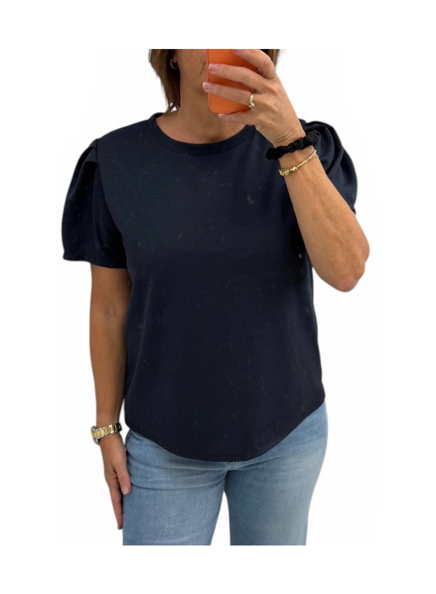 Shirt met pofmouw Ankie donker blauw