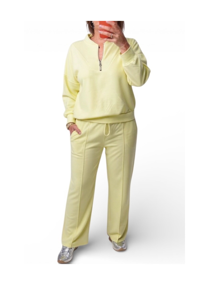 2-delig set met sweater en rits Viola geel