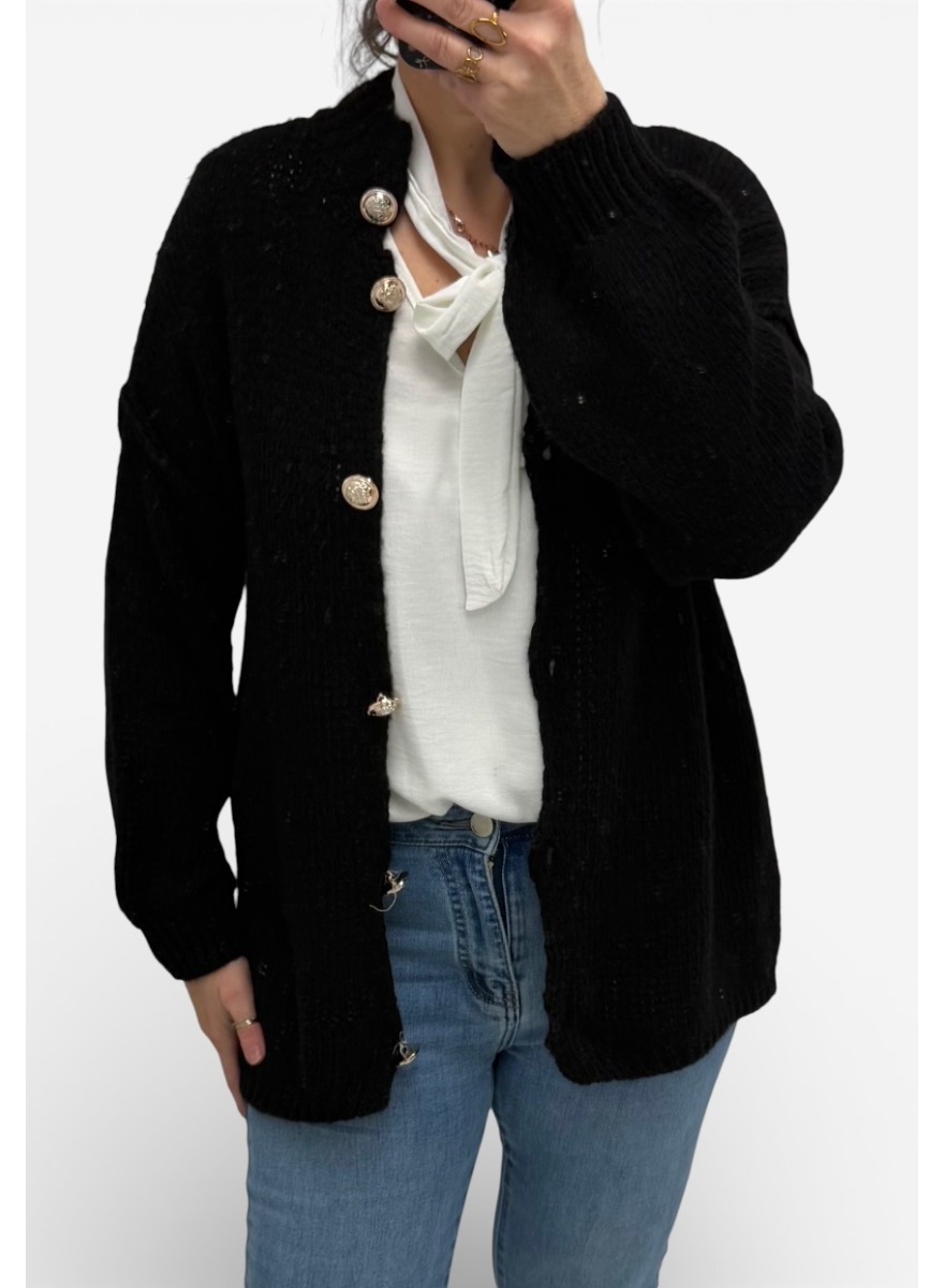 Zacht vest met knopen Sophia zwart