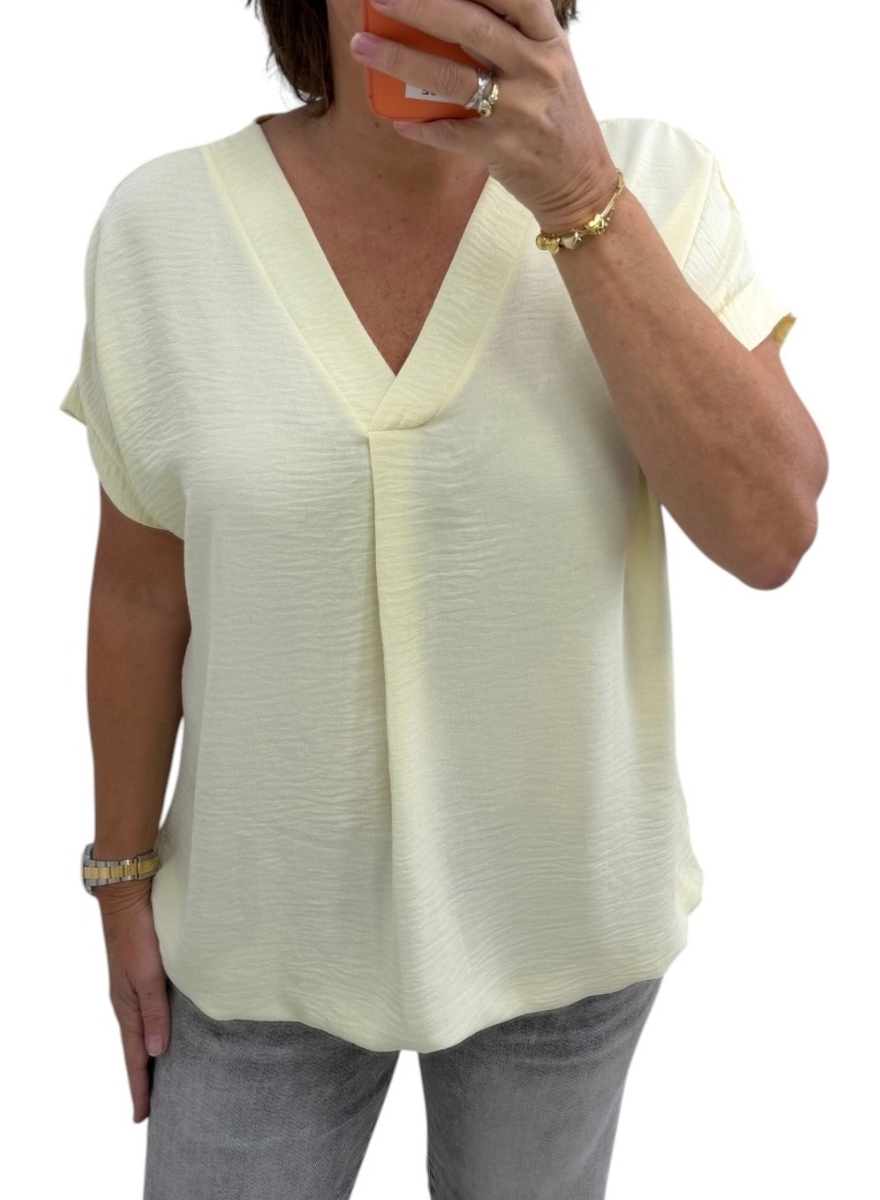 Blouse met korte mouw en v-hals Fay geel TKD