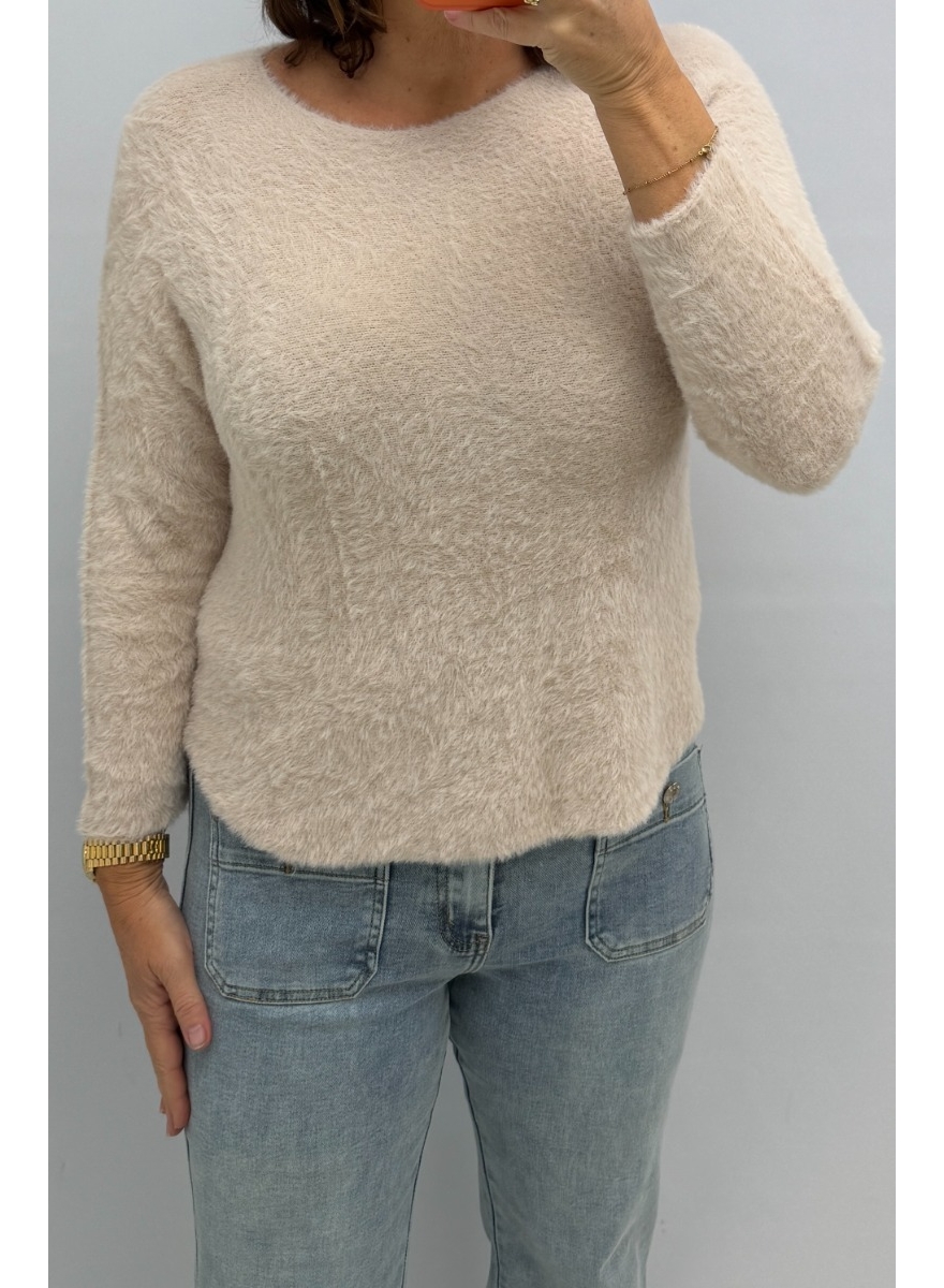 Zachte trui met lange mouw Kitty beige