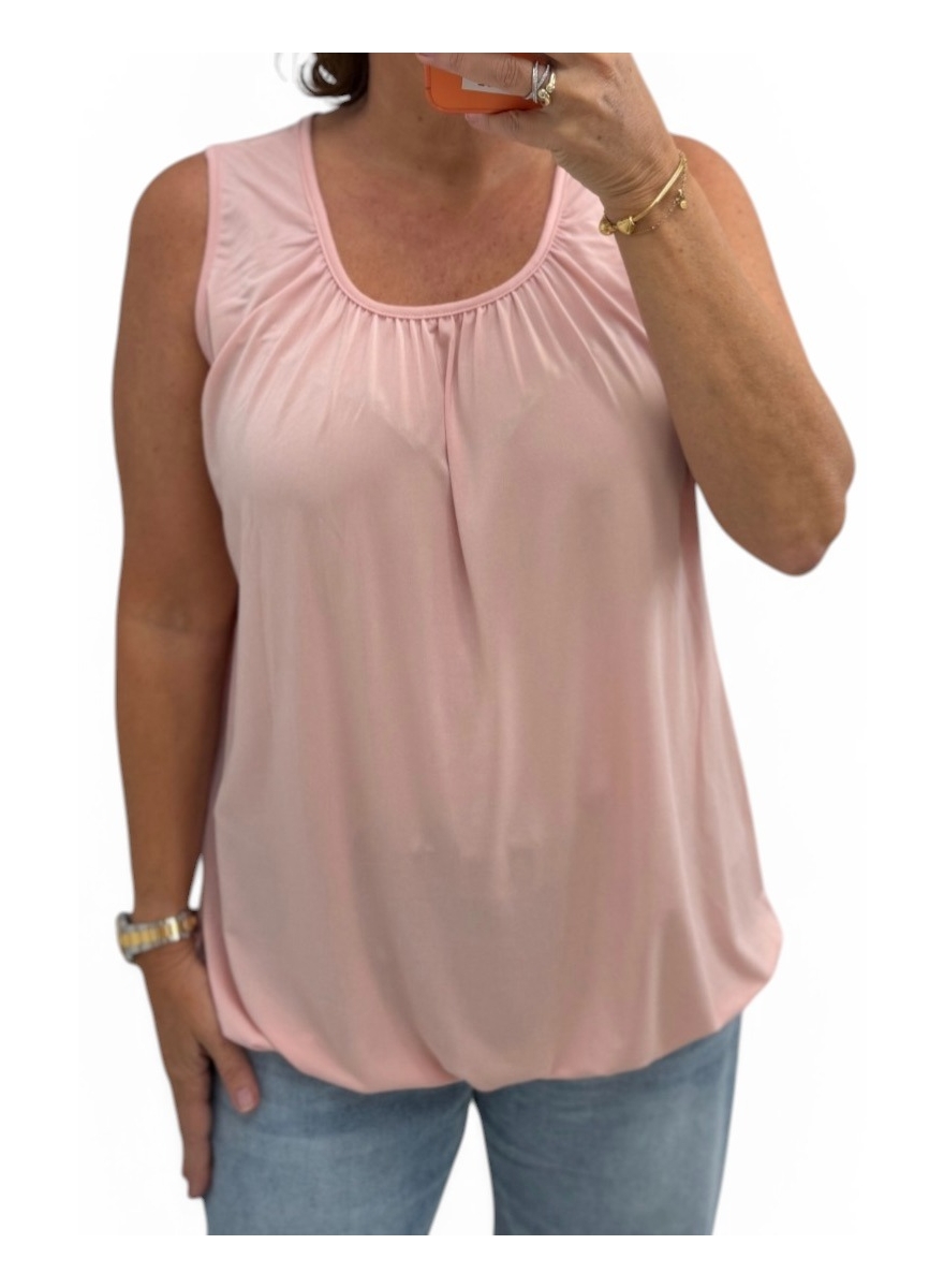 Basic ballon top in TRAVELSTOF uni licht roze BBT